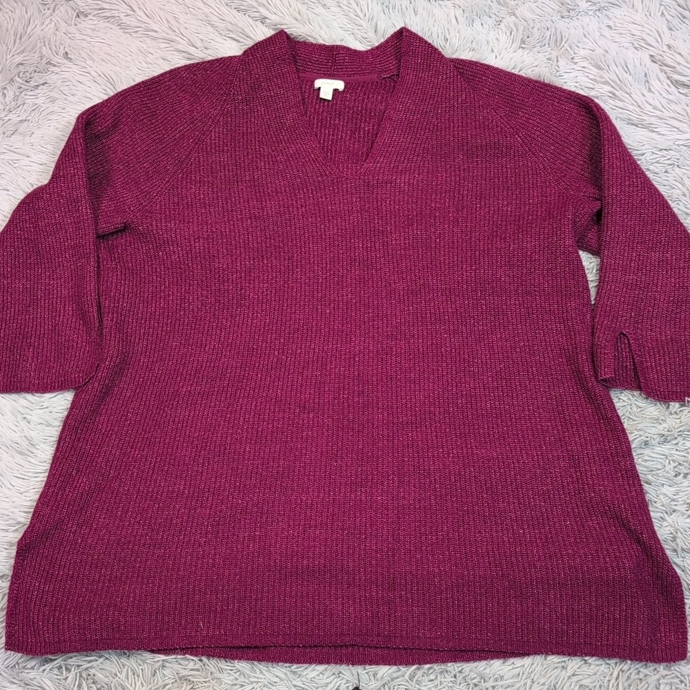 Pure Jill Sweater Womens‎ XL Oversized Soft Cozy Comfort Preppy Casual V Neck